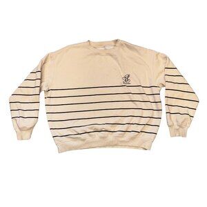 Stockholm Atelier Cream Navy Striped Sweatshirt Pullover Unisex Medium Nautical